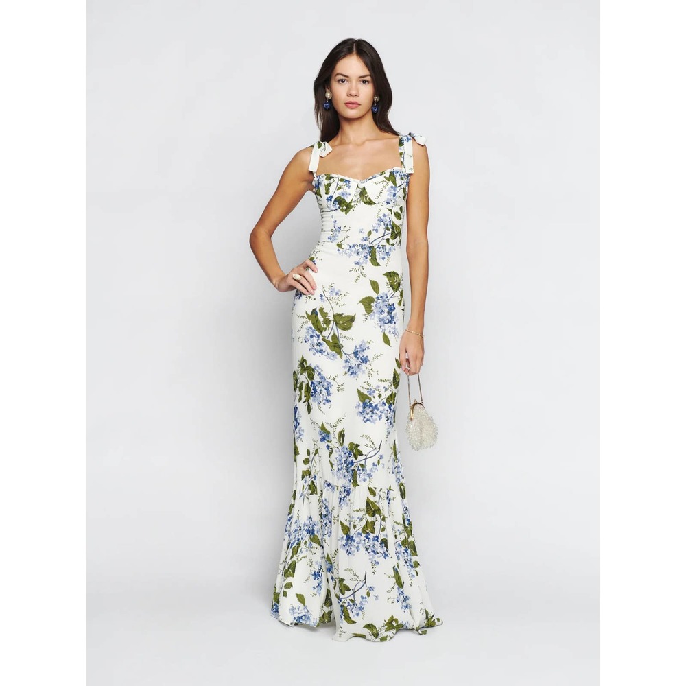 Reformation Jasen dress in Riviera